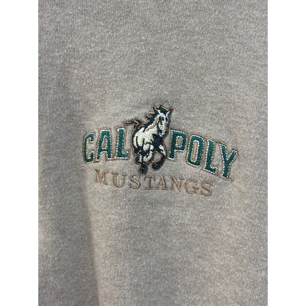Straight Down Cal Poly Mustangs Quarter Zip Pullover Tan Cotton Mens Small - Picture 2 of 11